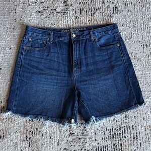 American Eagle Outfitters Dark Blue Frayed Jean Shorts